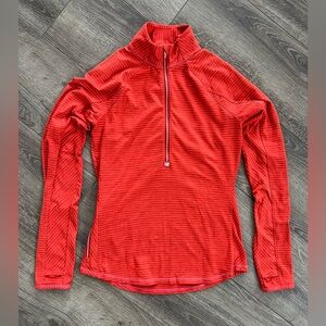 Athleta 1/4 Zip Pullover Athletic Red Orange Zip Side Pocket Womens Small
